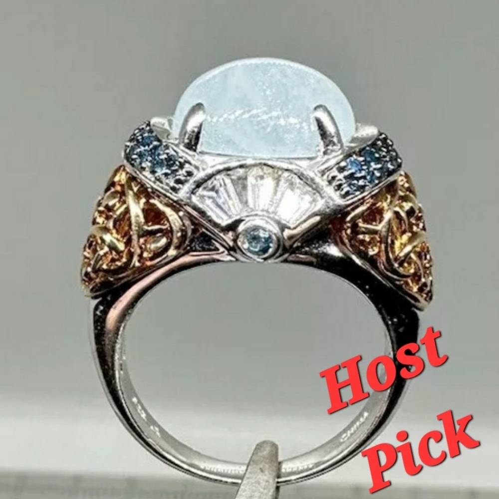 Host Pick Beautiful Victoria Wieck Genuine Milky Aquamarine & blue diamond Ring - Picture 2 of 10